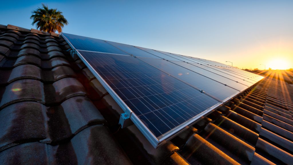 solar panels mounted on a roof