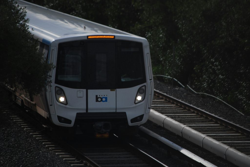 the bay area bart train is electric powered. 