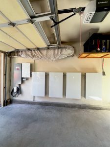 Tesla Powerwall installed in a garage